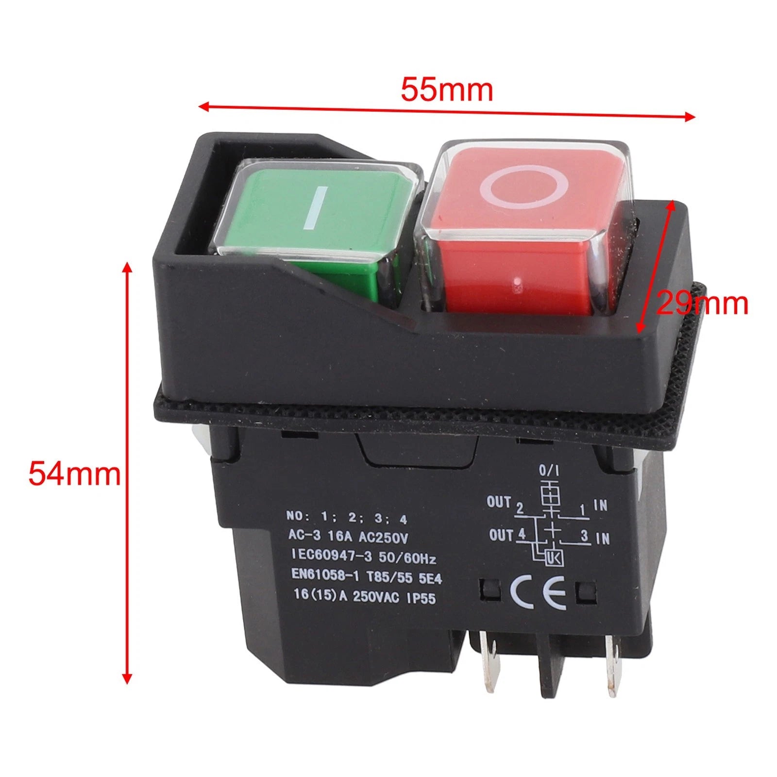 Electromagnetic Push Button Switch 4 Pin AC250V 16A for Safety Devices