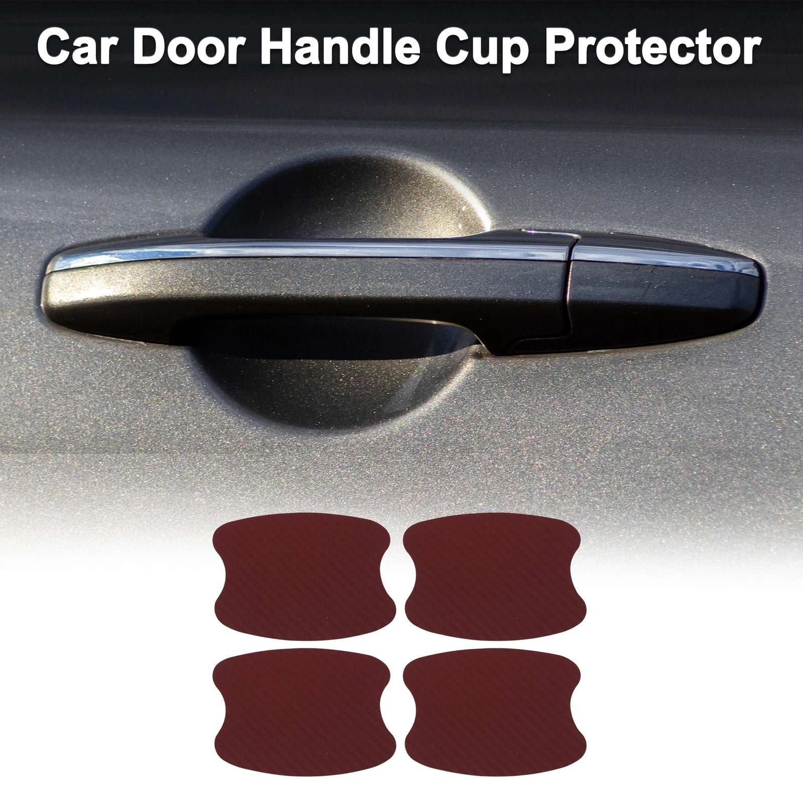 Car Door Handle Scratch Protector for (73x95mm, Carbon Fiber)