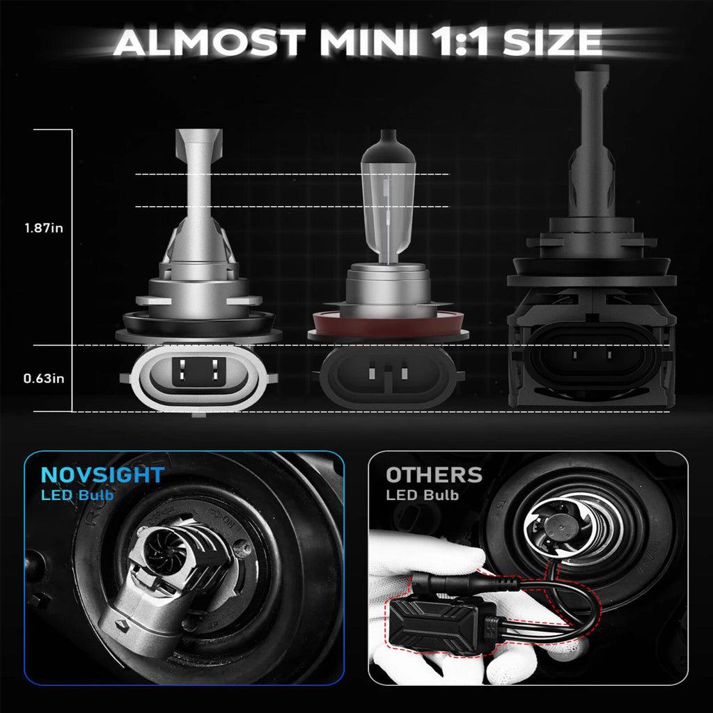 2X H11 H8 LED Headlight Kit for NOVSIGHT (6500K)