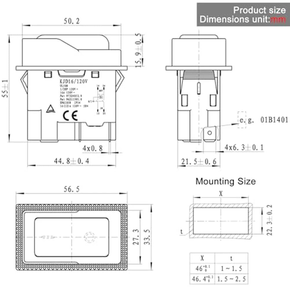 Electromagnetic Switch 16A 120V AC for Motor Start Stop Applications