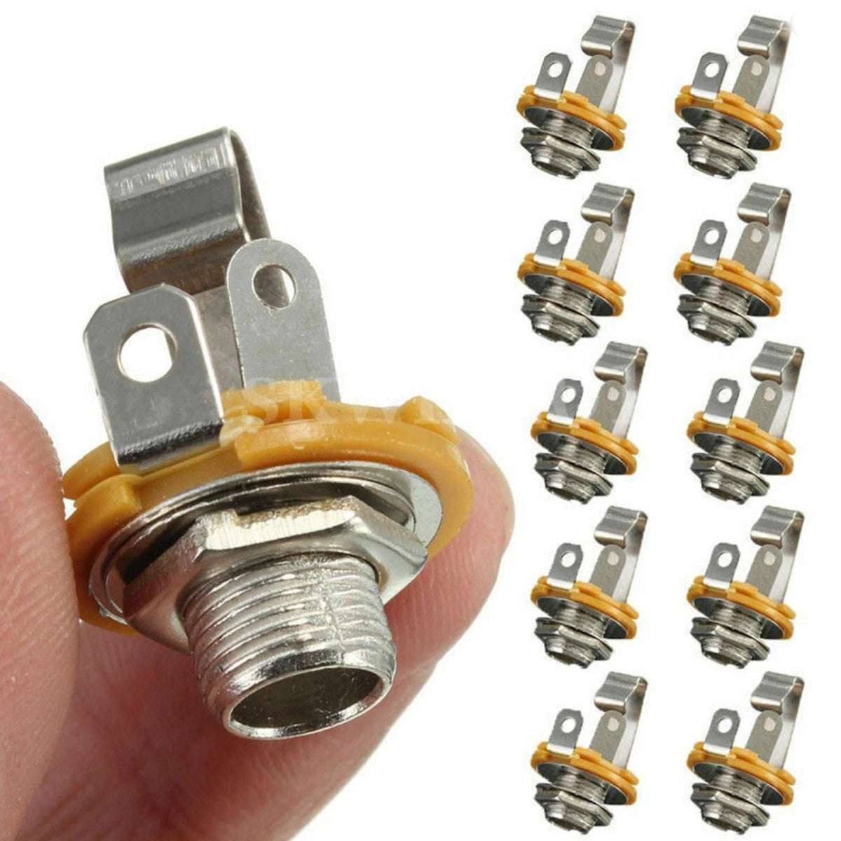 10 Pcs Mono 1/4" Socket Jack Connector for Guitar Panel Mount