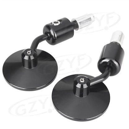 7/8" Bar End Rearview Side Mirrors for Bobber Cafe Racer (Black)
