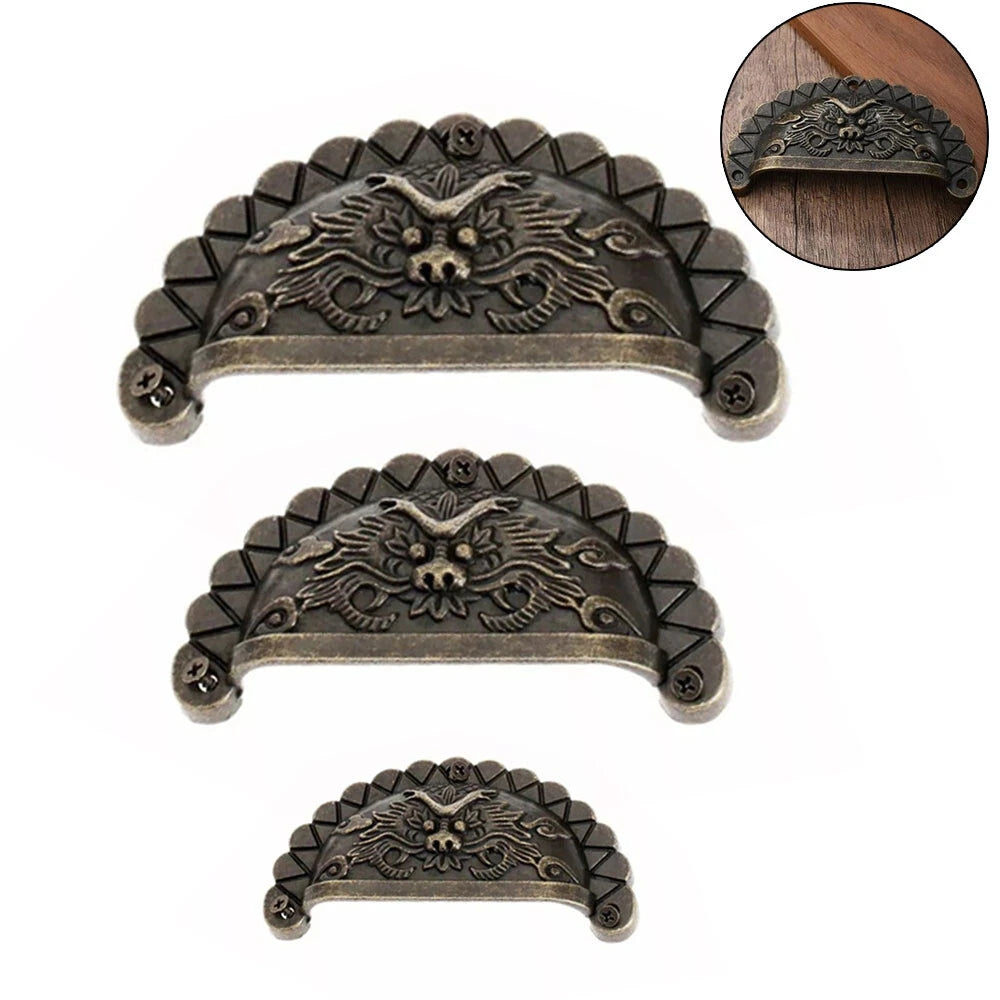 Set of 4 Zinc Alloy Vintage Dragon Pattern Drawer Pulls