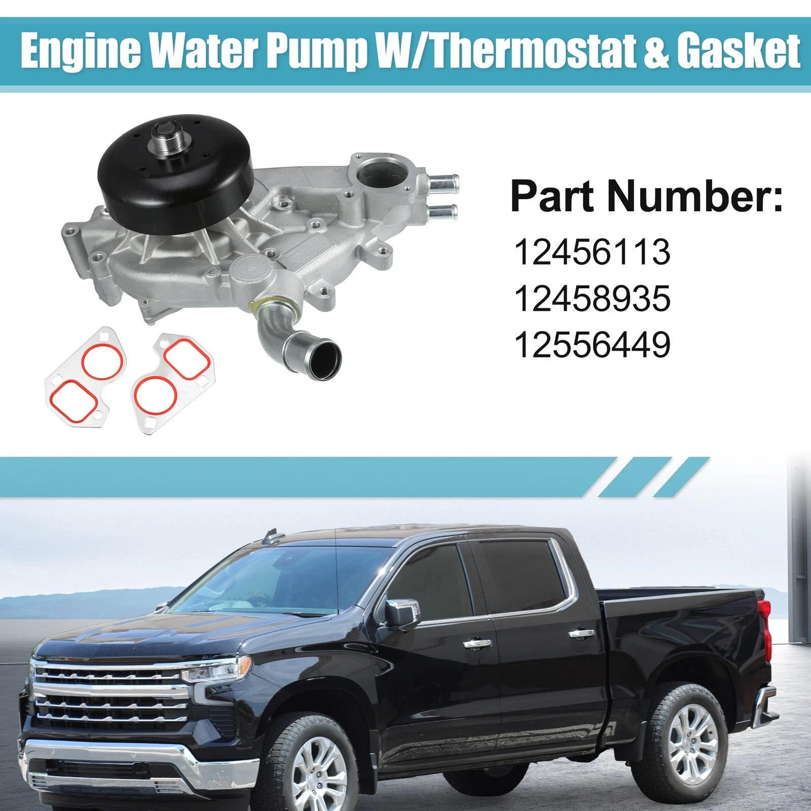 Engine Water Pump with Thermostat Replacement Set for Chevrolet Avalanche (2007–2013)