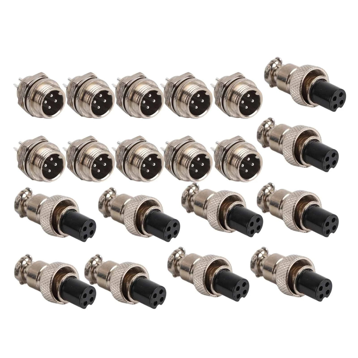 Set of 10 GX12 12mm Panel Mount Metal Aviation Connector Plug Socket