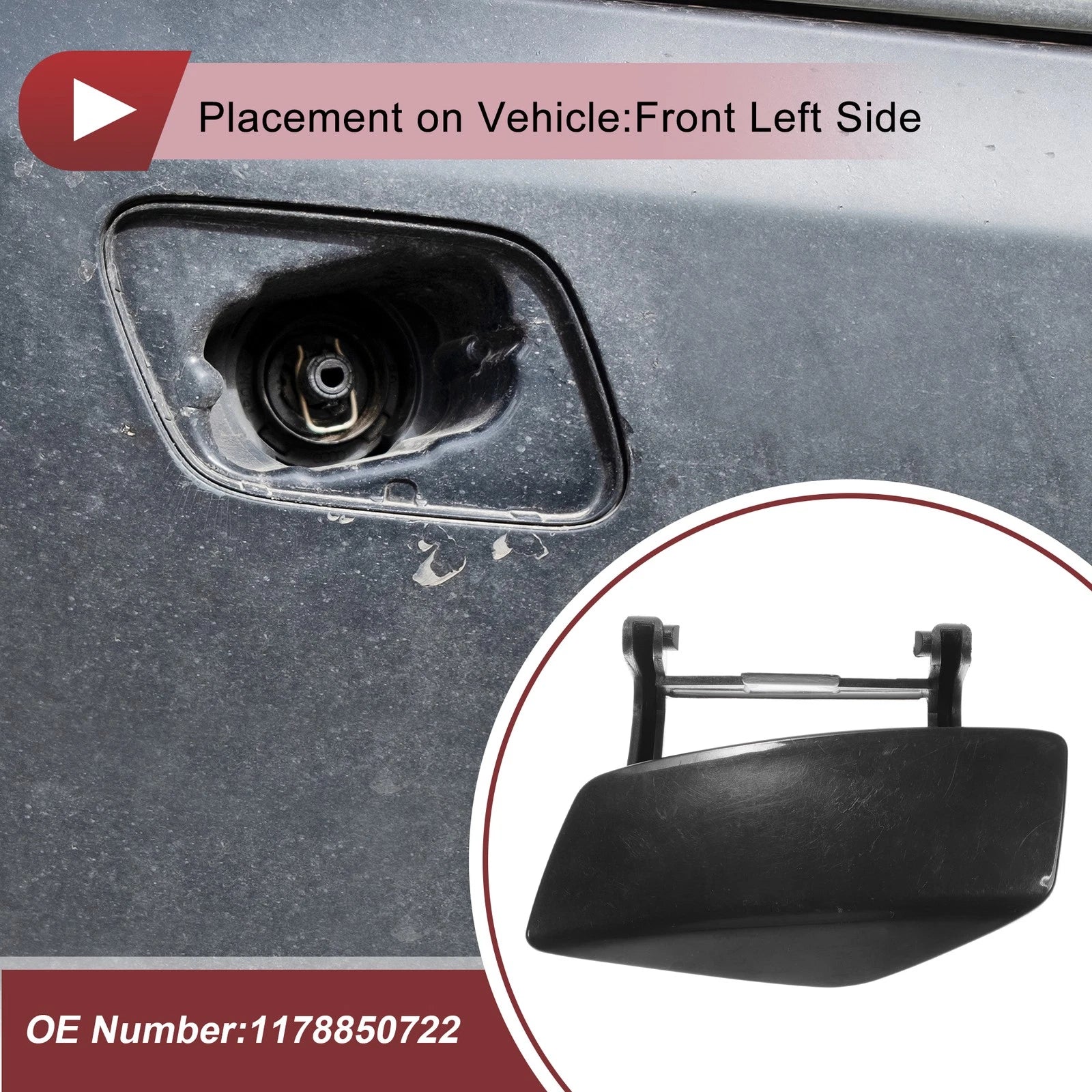 Washer Nozzle Cover Cap Front Left Replacement for Mercedes-Benz CLA250 (2014–2019)