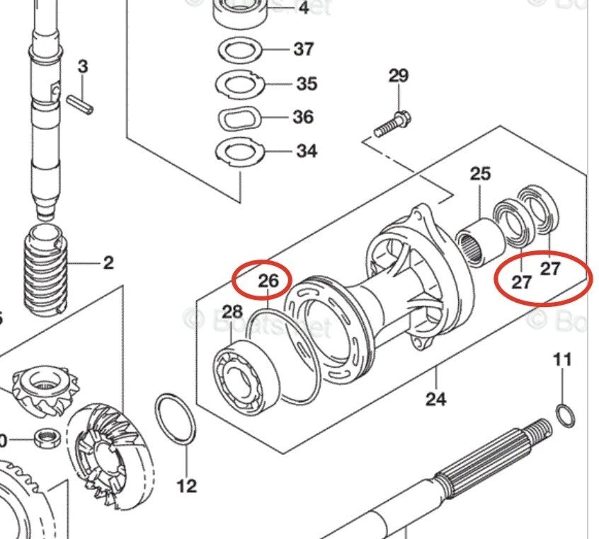 Lower Unit Oil Seal & O-ring Set for Suzuki Outboard Engine (09282-25001, 09280-92004)