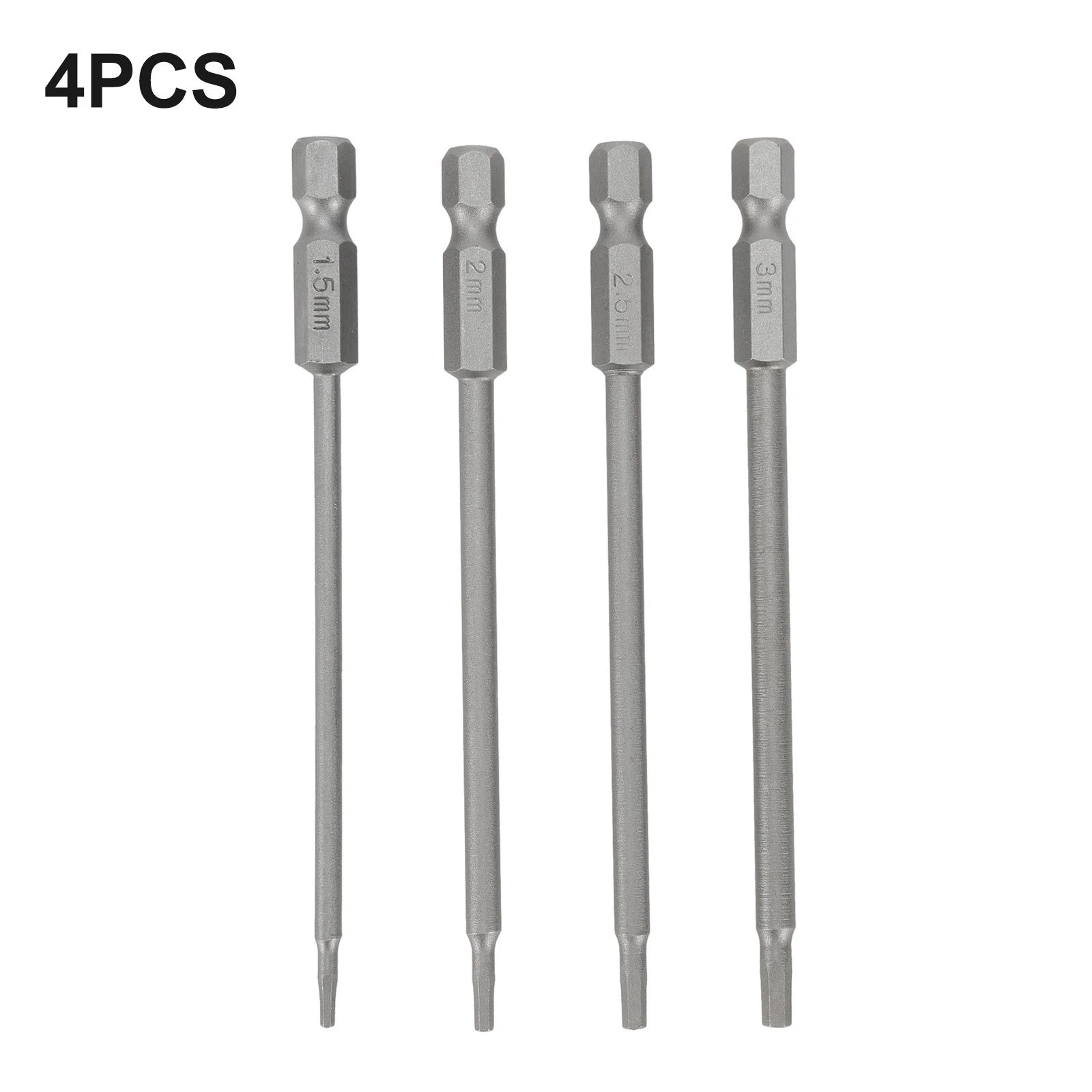 Set of 4 Hex Shank Magnetic Screwdriver Bits for (1.5/2.0/2.5/3.0mm)
