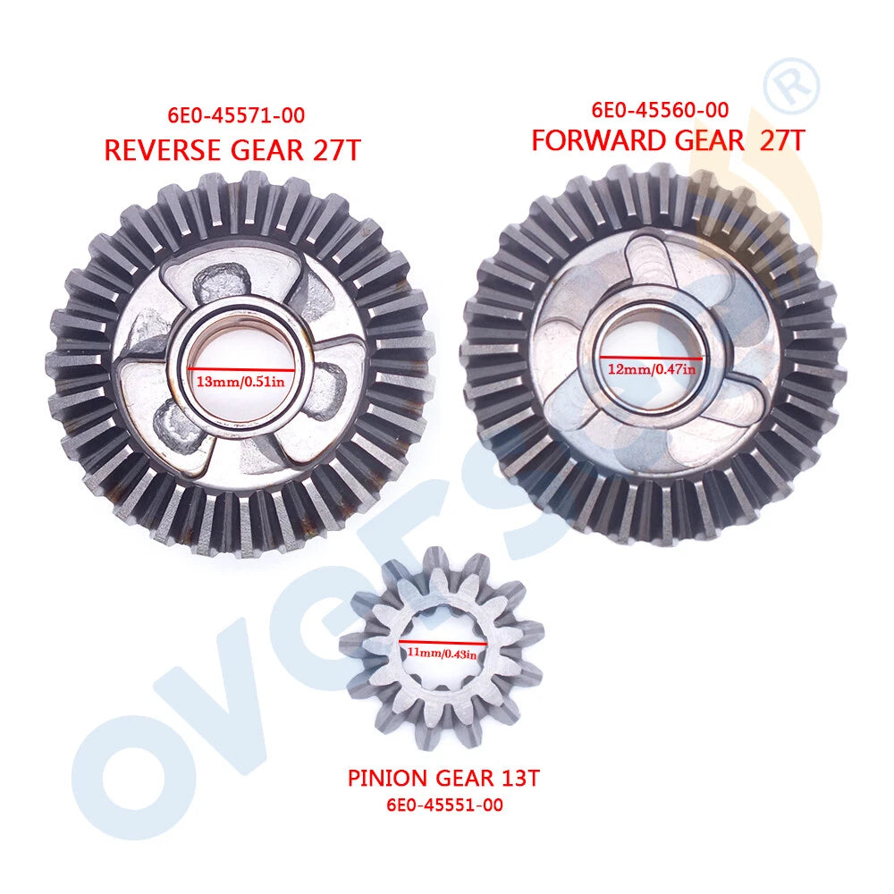 6E3 Gear Set for Yamaha Outboard 2T 4HP 5HP (6E0-45560, 6E0-45570)