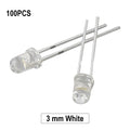 100Pcs 3mm Super-Bright LED Bulbs Red/Blue/Green/White/Yellow