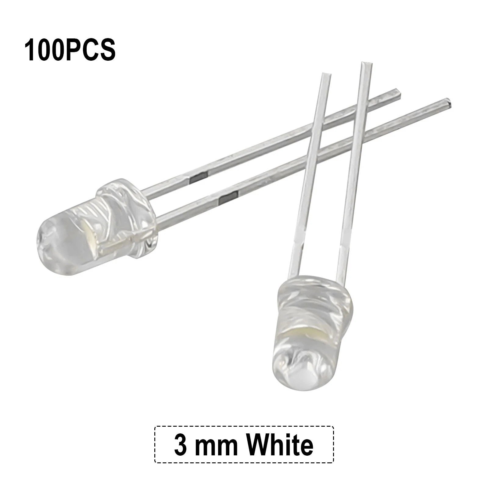 100Pcs 3mm Super-Bright LED Bulbs Red/Blue/Green/White/Yellow