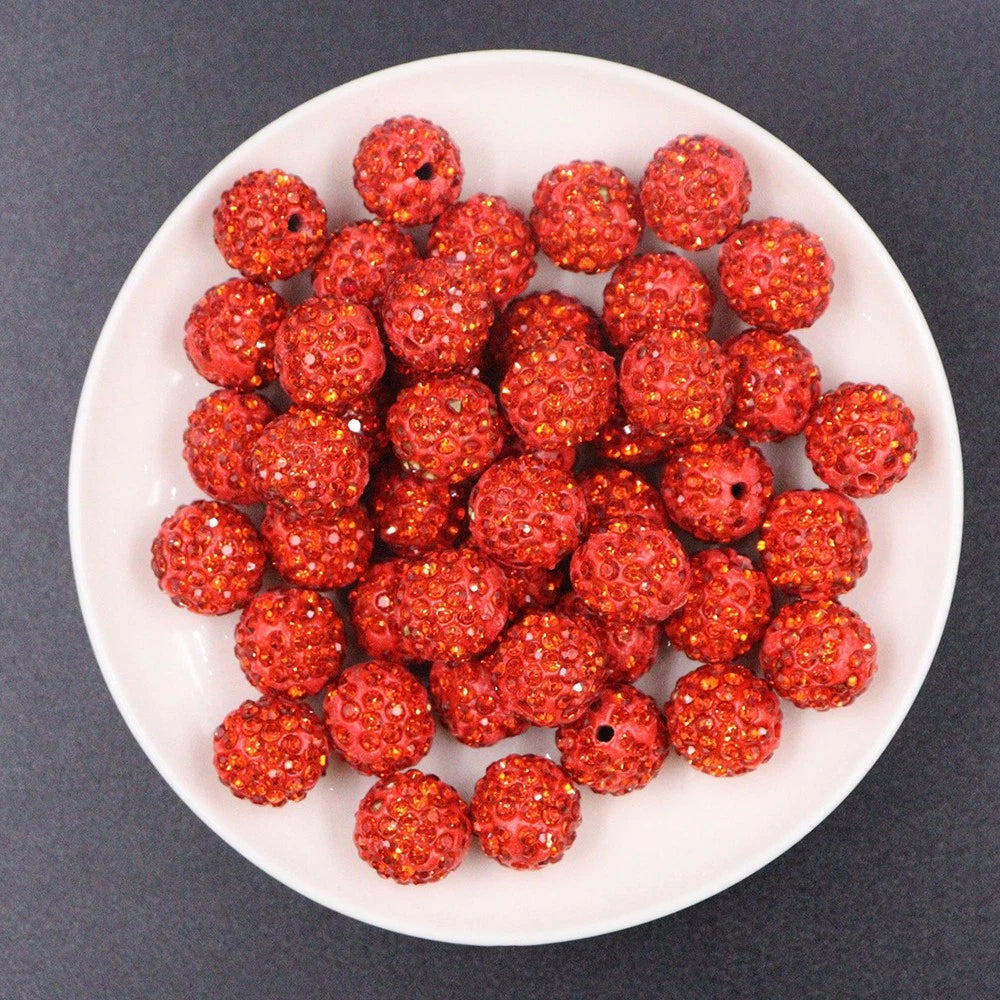 100pcs 10mm Orange Shiny Round Rhinestone Beads for Crafting