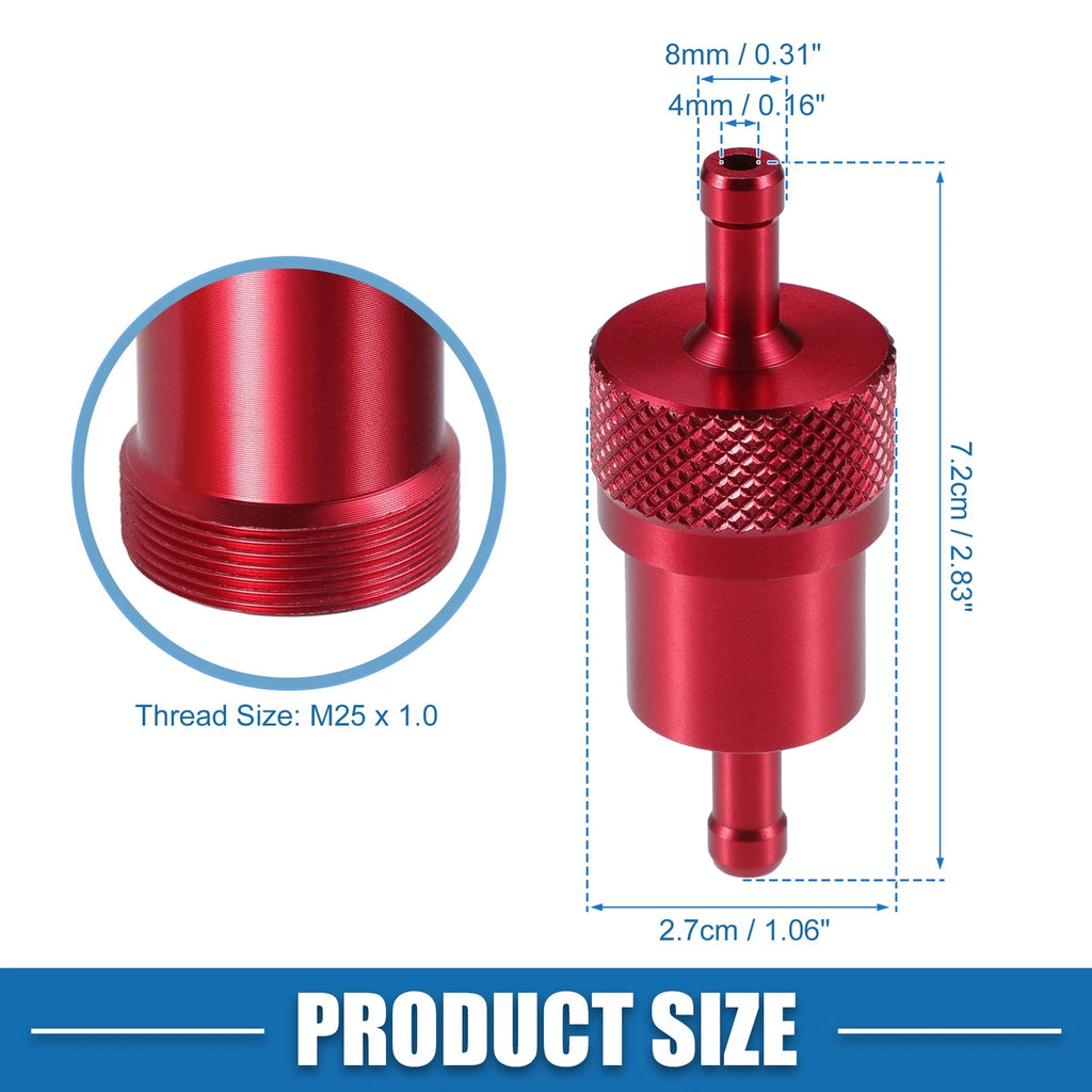 Universal Inline Fuel Filter for Bike ATV UTV (Gasoline) - Red