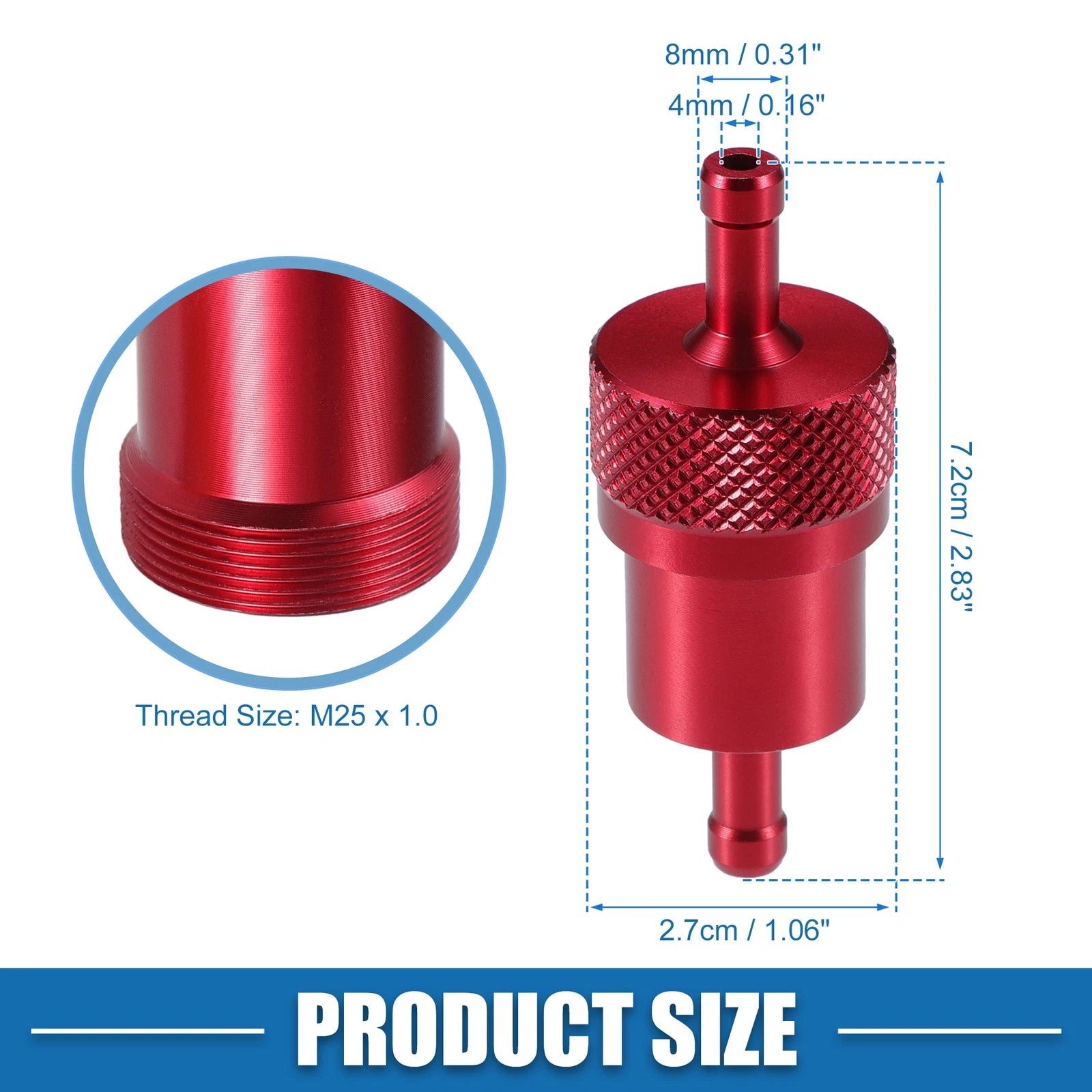 Universal Inline Fuel Filter for Bike ATV UTV (Gasoline) - Red