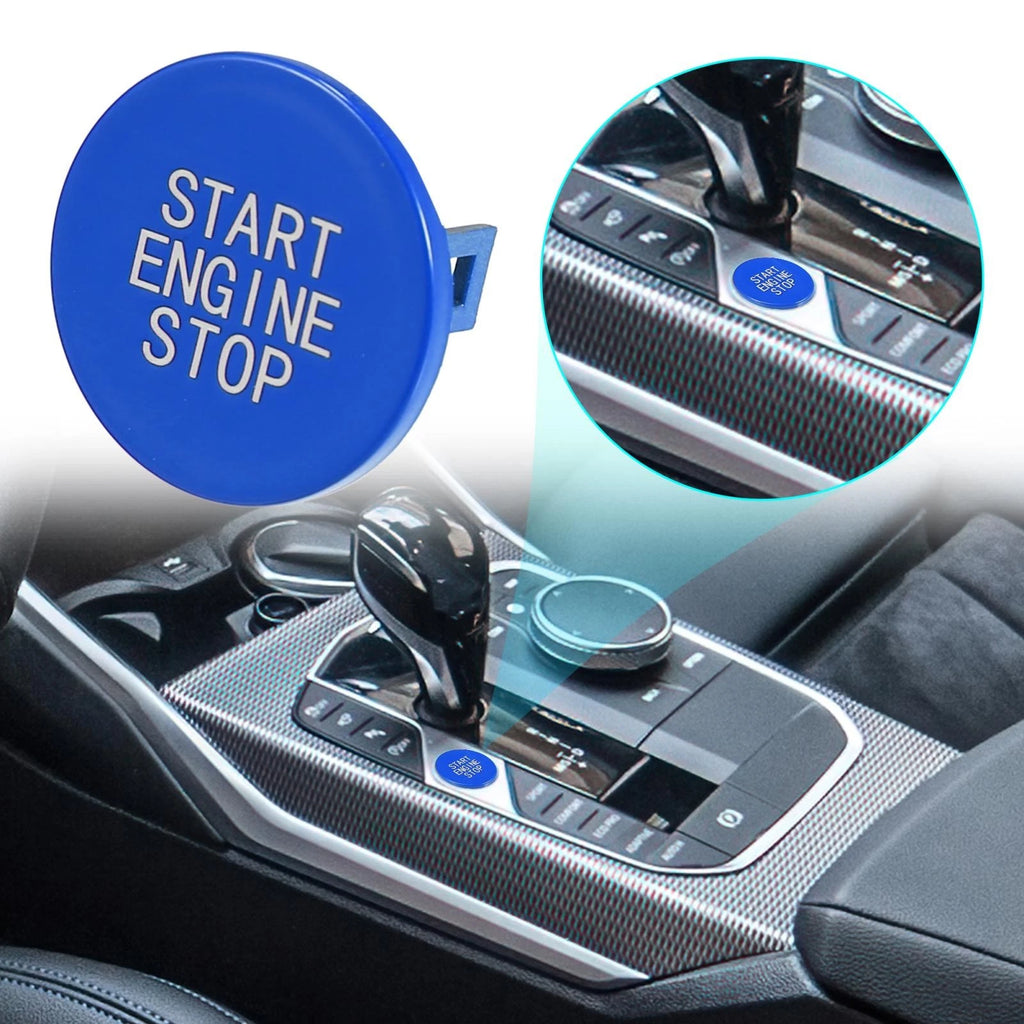Ignition Push Start Stop Button Cover Trim for BMW Blue Car Engine ABS (2010–2023)