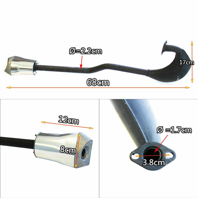 Exhaust Pipe Muffler for Motorized Bicycle 49cc 66cc 80cc (2-Stroke)