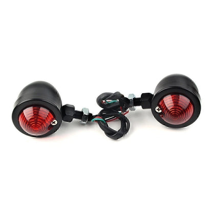 2X Turn Signals for Motorcycle (12V) - Black with Red Lamp