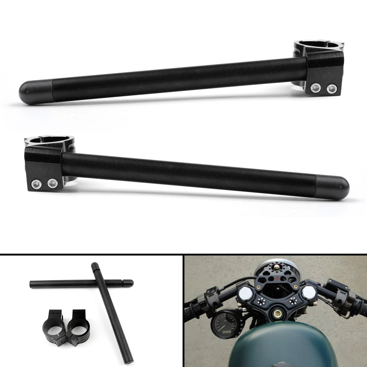 Universal Clip-On Handlebars for Yamaha YZF R6, Kawasaki ZX11 (43mm)