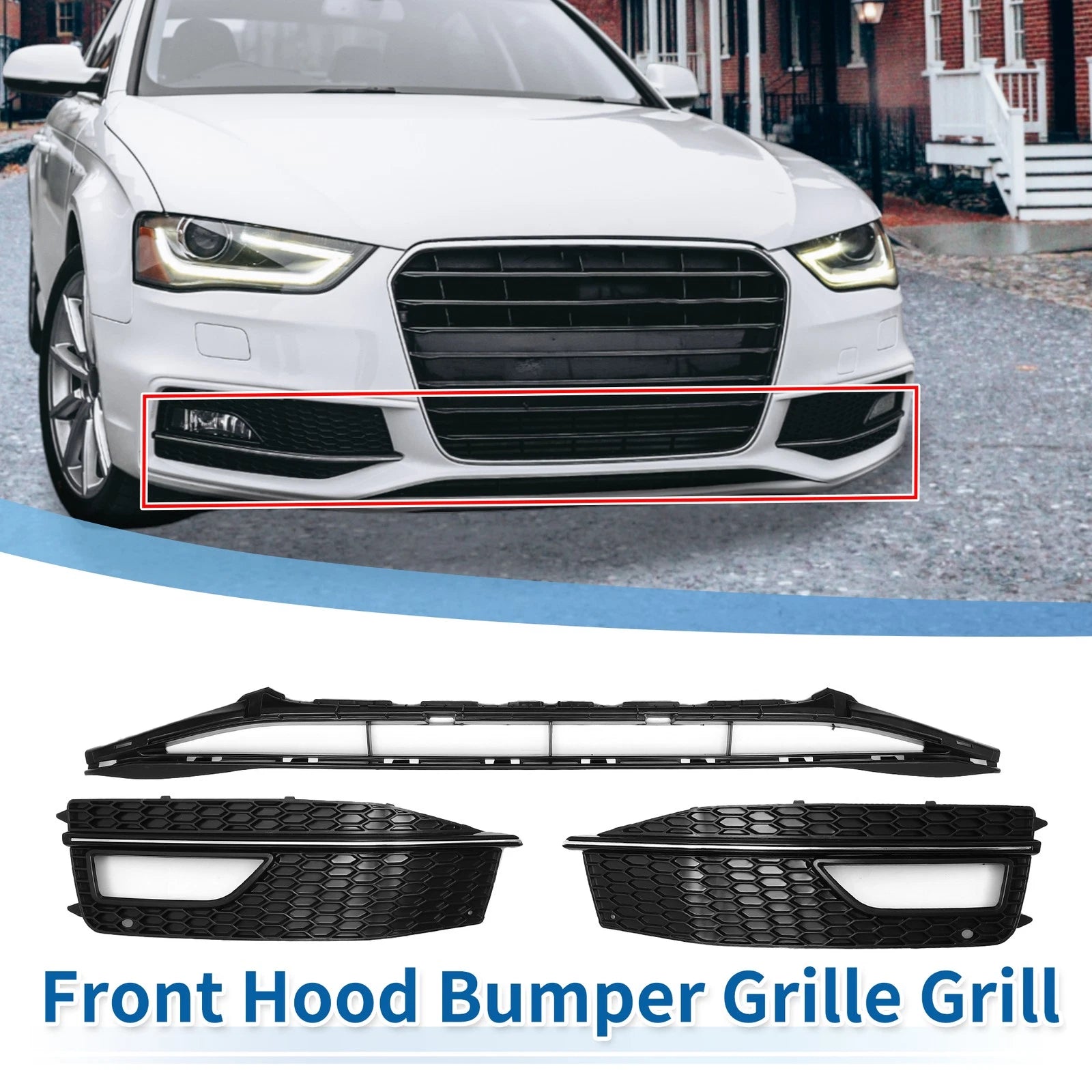 Front Lower Bumper Grille Grill Replacement for Audi A4 B8 2013–2015