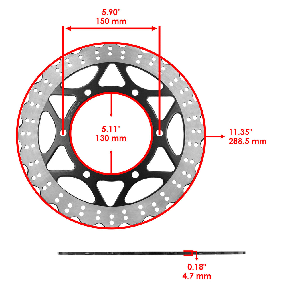 Front Rear Brake Disc Rotor Replacement Set for Kawasaki Ninja 250R EX250J (2008–2012)
