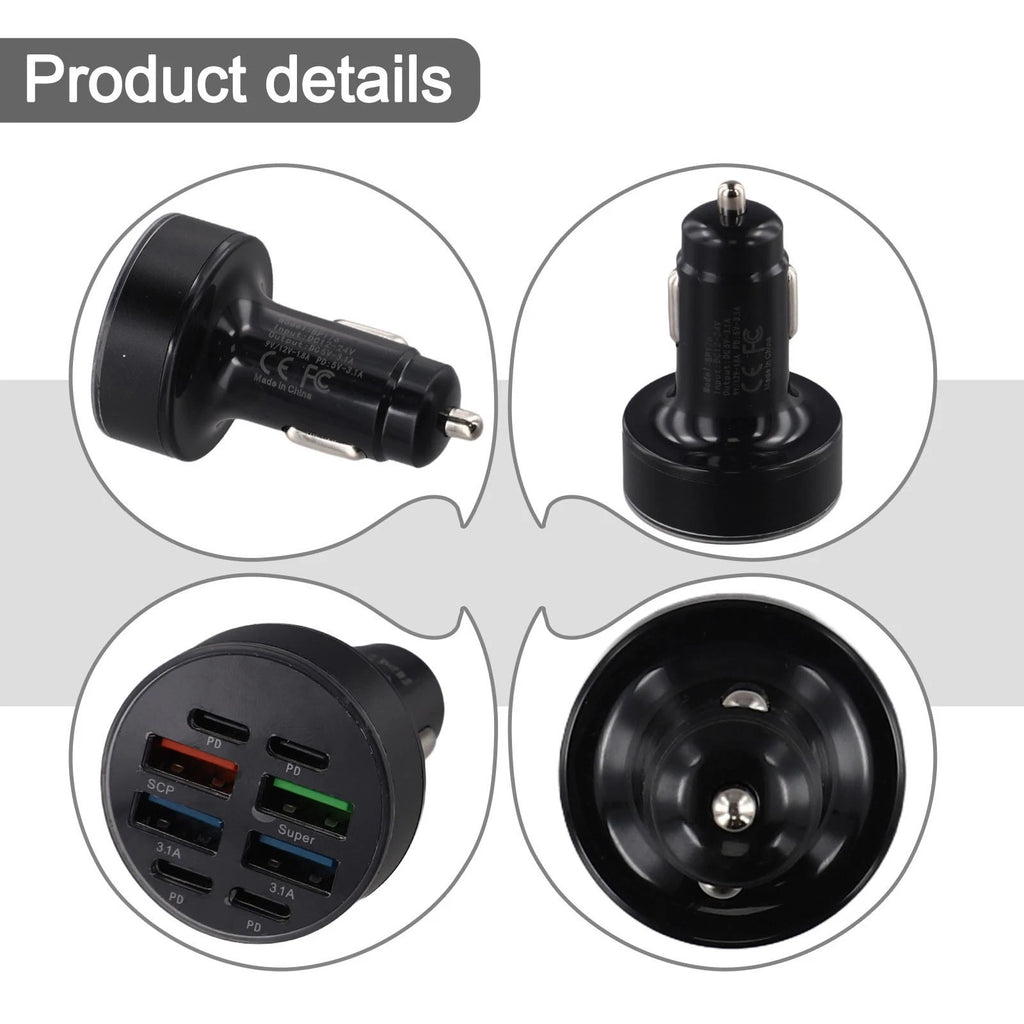Car Phone Charger Adapter for Universal Use (Fast Charge, Voltage Display)