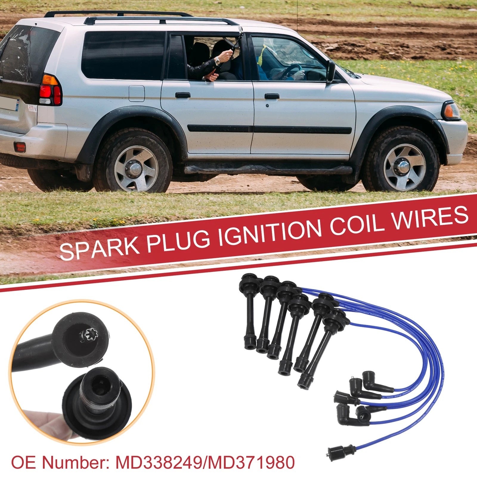 6pc Spark Plug Wire Ignition Coil Cable Replacement for Mitsubishi Montero (1997–1997)