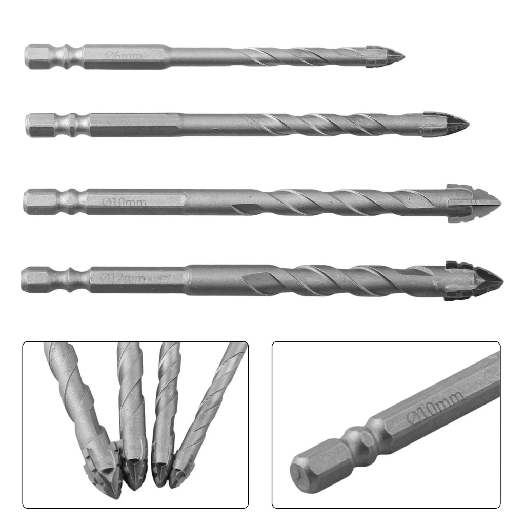 Set of 4 Eccentric Triangle Drill Bits for Glass Tiles