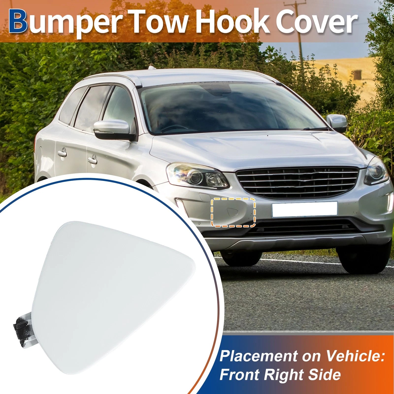 Tow Hook Cover for Volvo XC60 (2014–2017) - Front Right Side, White