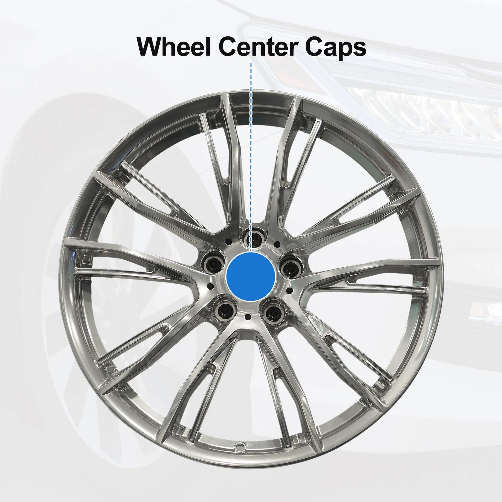 Wheel Center Cap for OD: 53mm Silver Tone