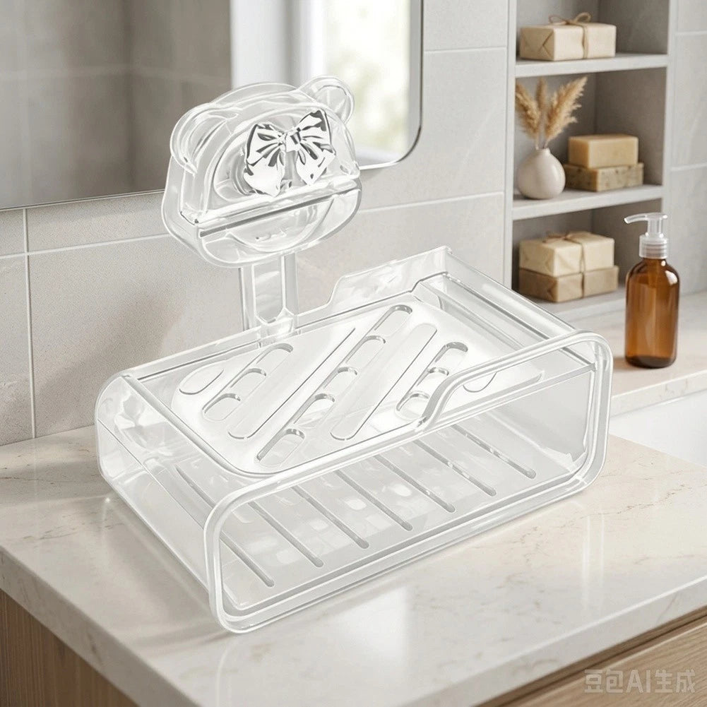 2 Pack PP Soap Boxes with Strong Suction Cups for Smooth Flat Surfaces