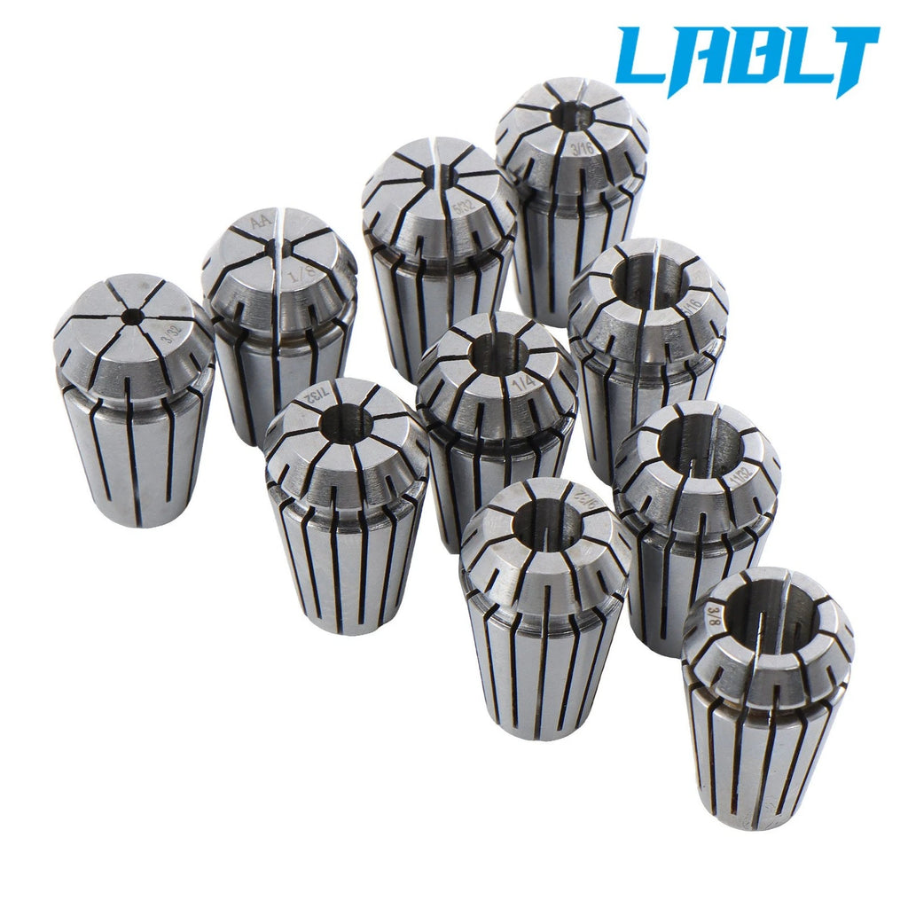 Set of 10 Precision ER16 Collets for (0.093–0.375")