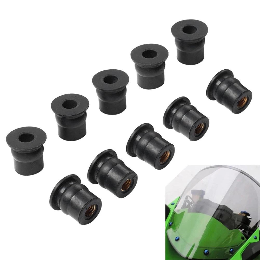 10PCS Rubber Windshield Nut M6 Vibration Damper for Motorcycle