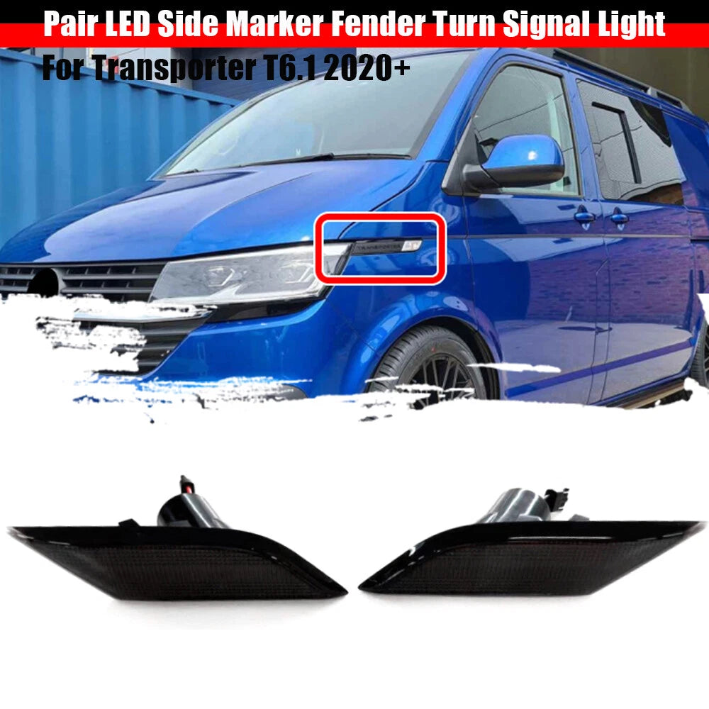 LED Side Marker Fender Turn Signal Light Smoked Pair for Transporter T6.1 (2020–Present)