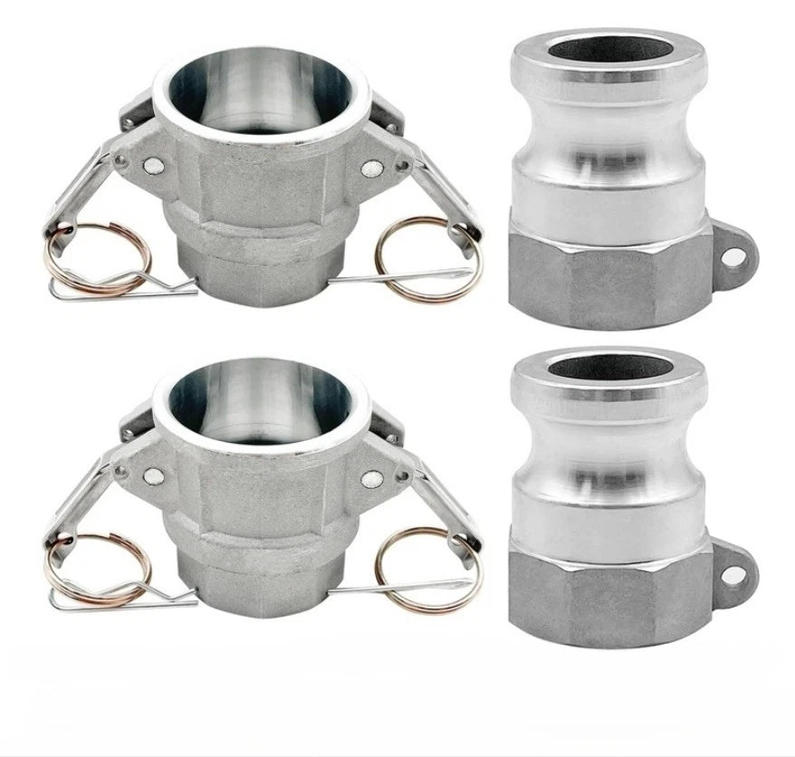 2X Aluminum Cam Lock Hose Fittings with NPT Threads