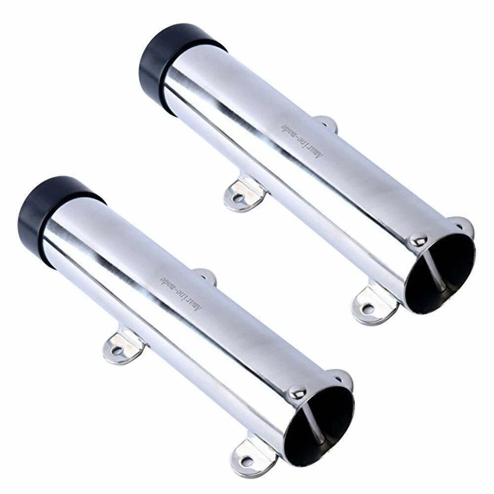 2Pcs Stainless Steel Side Mounted Fishing Rod Holder with Weld Brackets