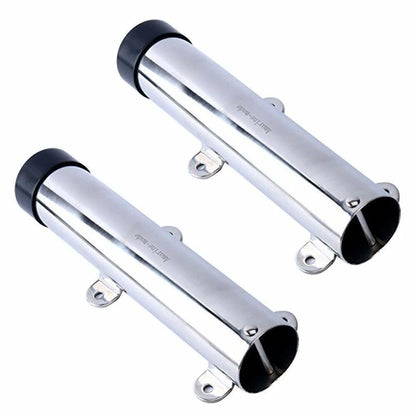 2Pcs Stainless Steel Side Mounted Fishing Rod Holder with Weld Brackets