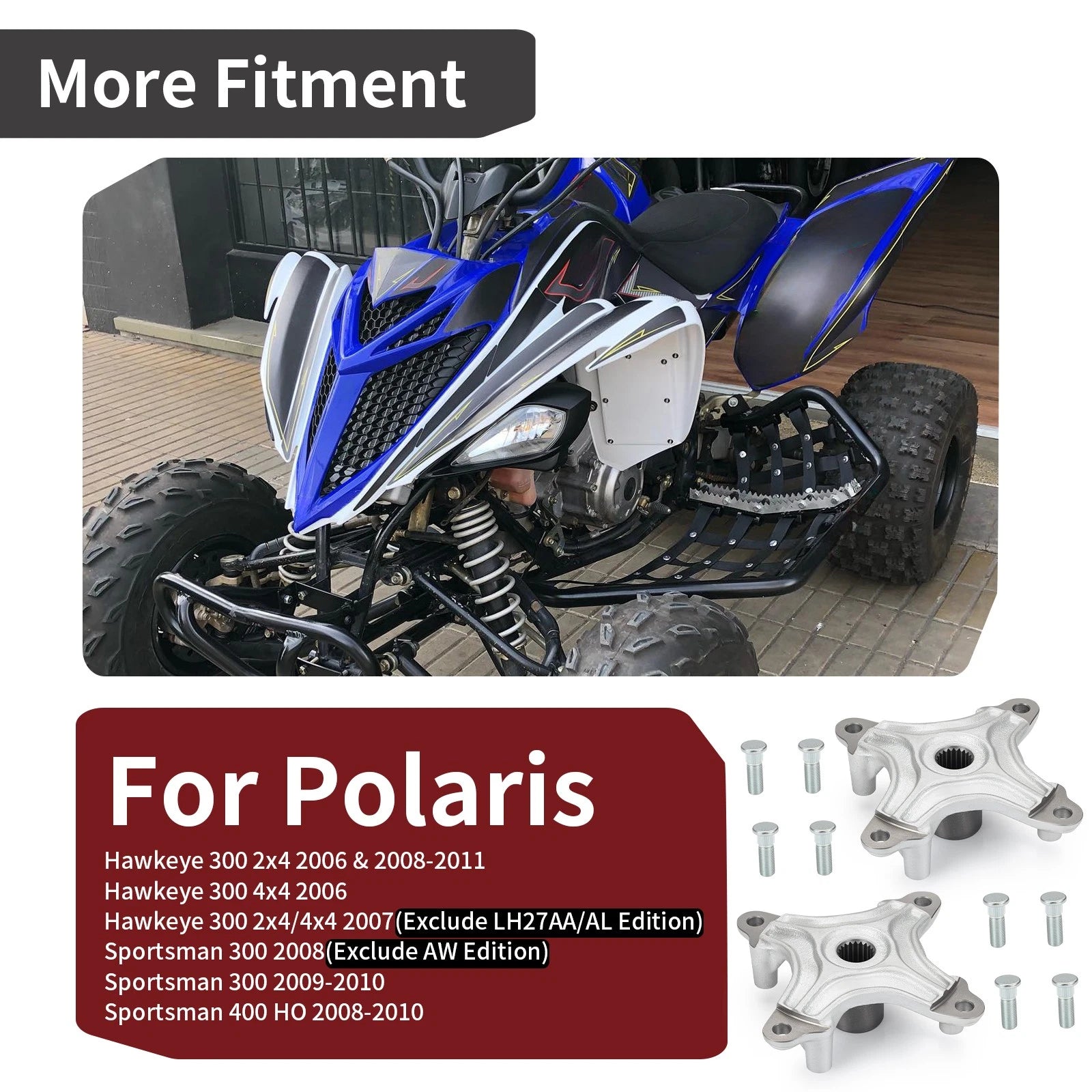 Rear Left Right Hubs w/ Bolts 5135546 for Polaris Hawkeye 300 Sportsman 400 (2004–2014)