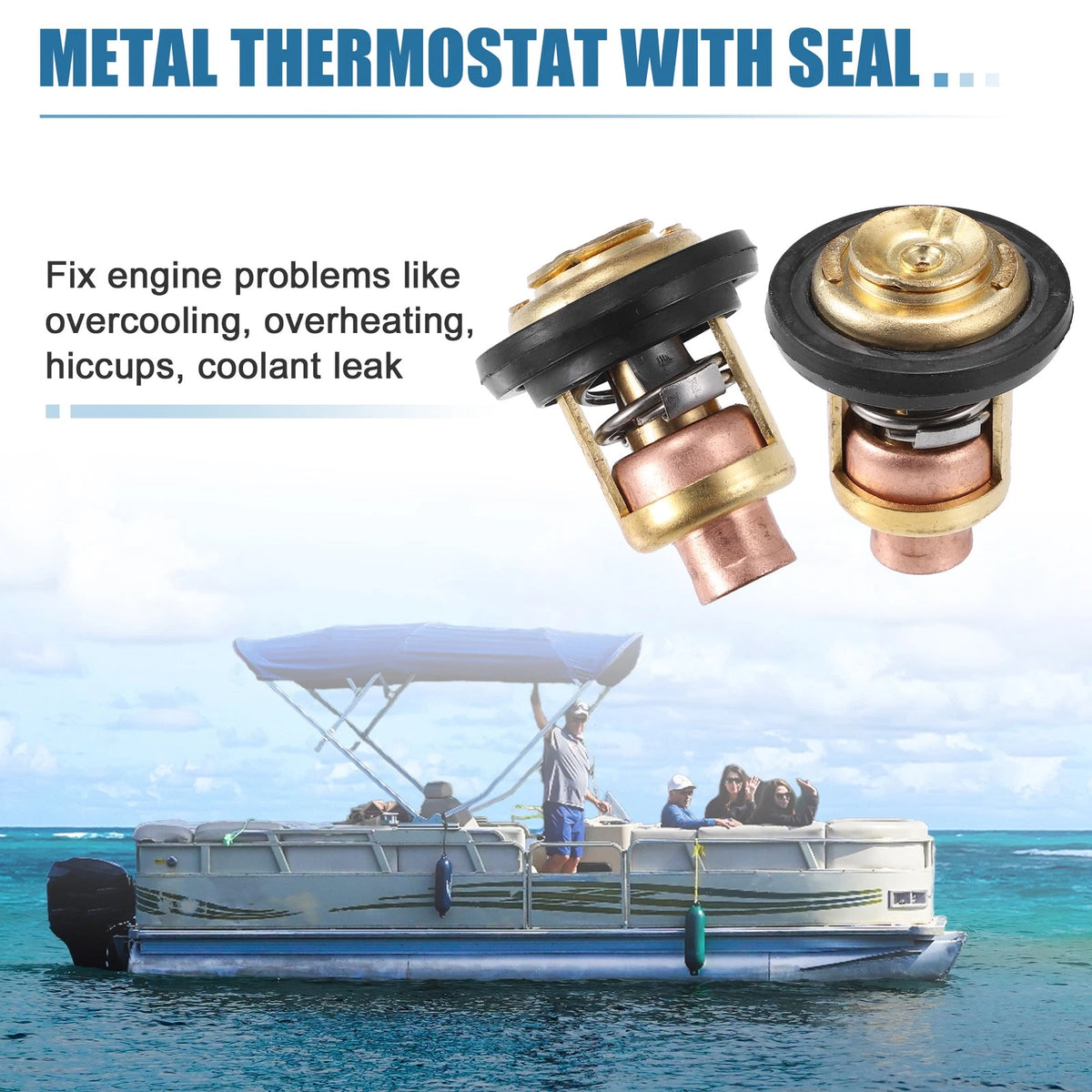 2pcs Marine Thermostat Kit for Mercury Marine V-6 135-200HP (143 Degree)