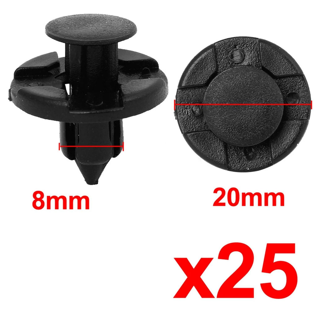 25 Pcs 8mm Hole Dia Plastic Rivet Push Clip for Nissan