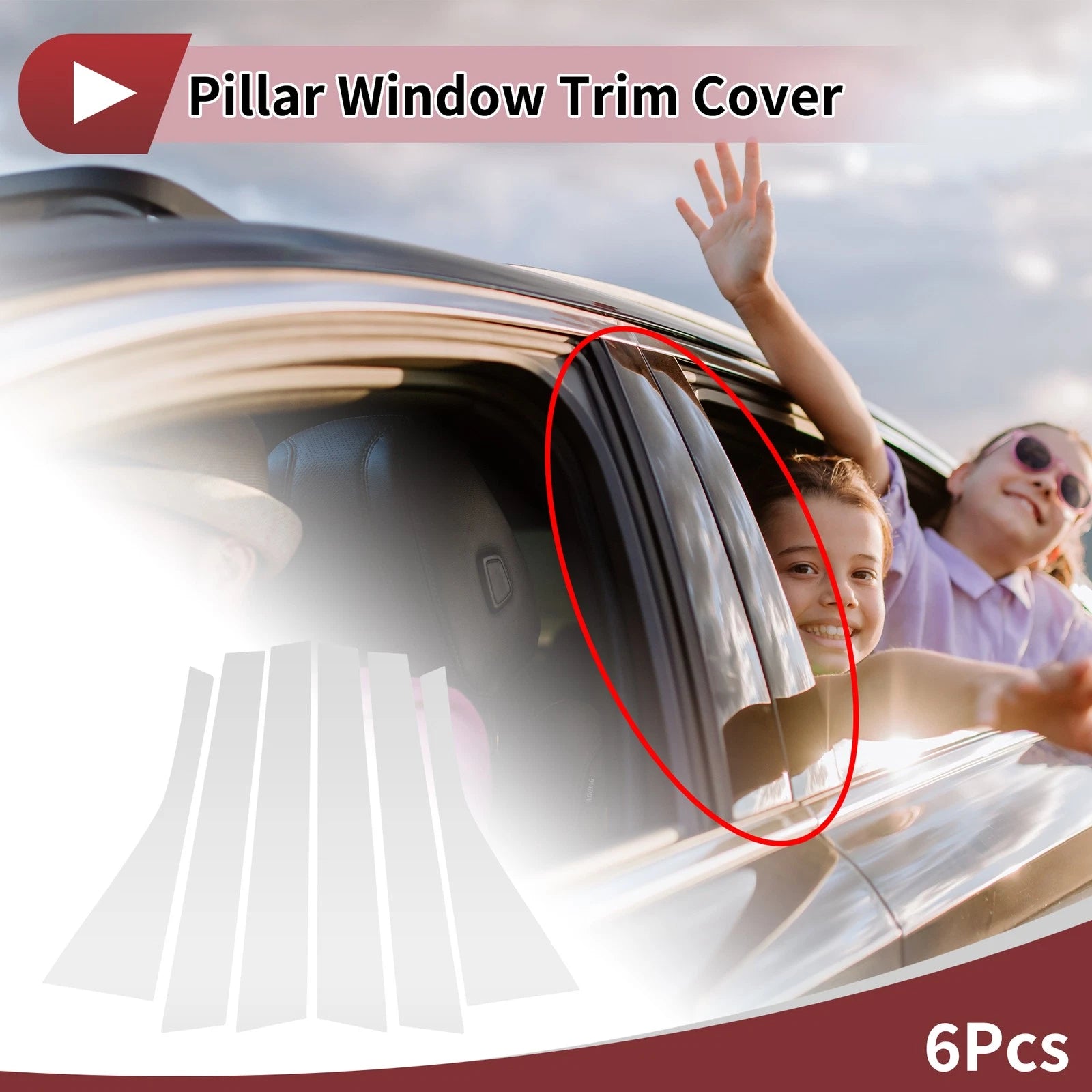 6 Pcs Door Pillar Window Trim Replacement for Honda Fit Jazz (2004–2007)