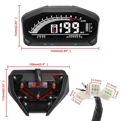 Digital Odometer LCD Speedometer Dashboard Meter for Universal Motorcycle