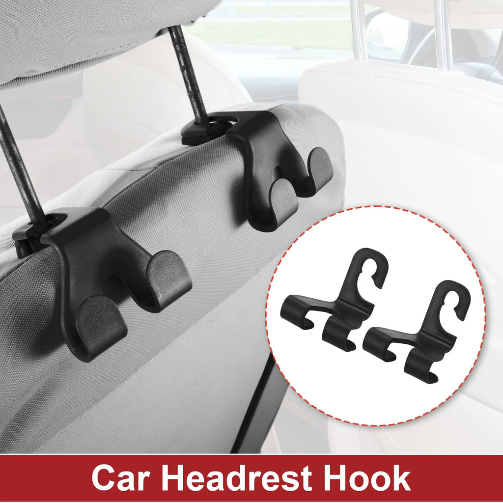 2 Pcs Universal Car Seat Headrest Hook for Purses and Bags (Black)