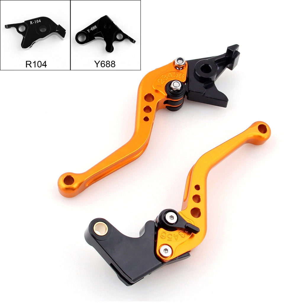 Short Brake Clutch Levers Set for Yamaha YZF R6 (2005–2014), YZF R1 (2004–2008) - Gold T9
