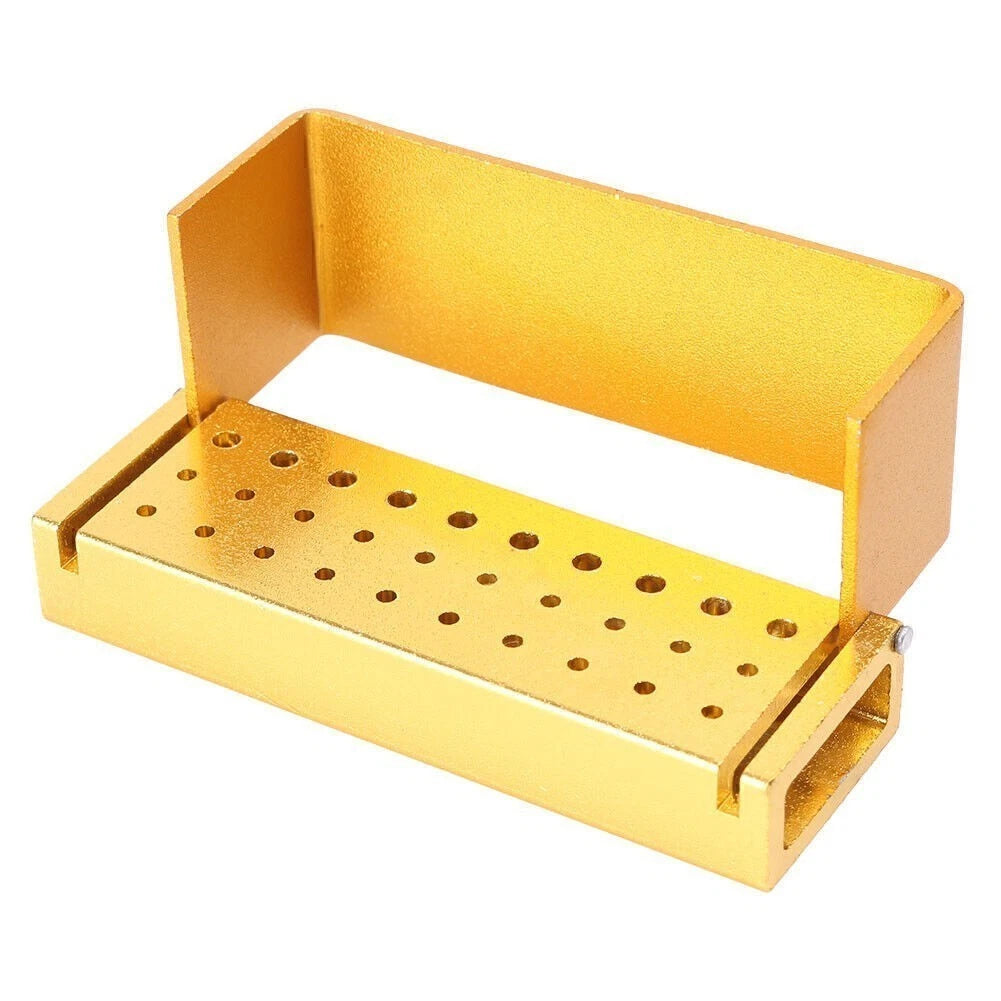 30x Dental Diamond Burs Drill Set with Gold Disinfection Bur Block