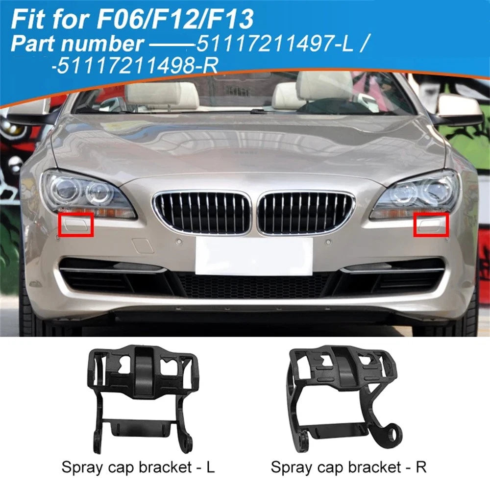 2x Bumper Headlight Washer Cap Bracket For BMW 6 Series 51117211497 51117211498