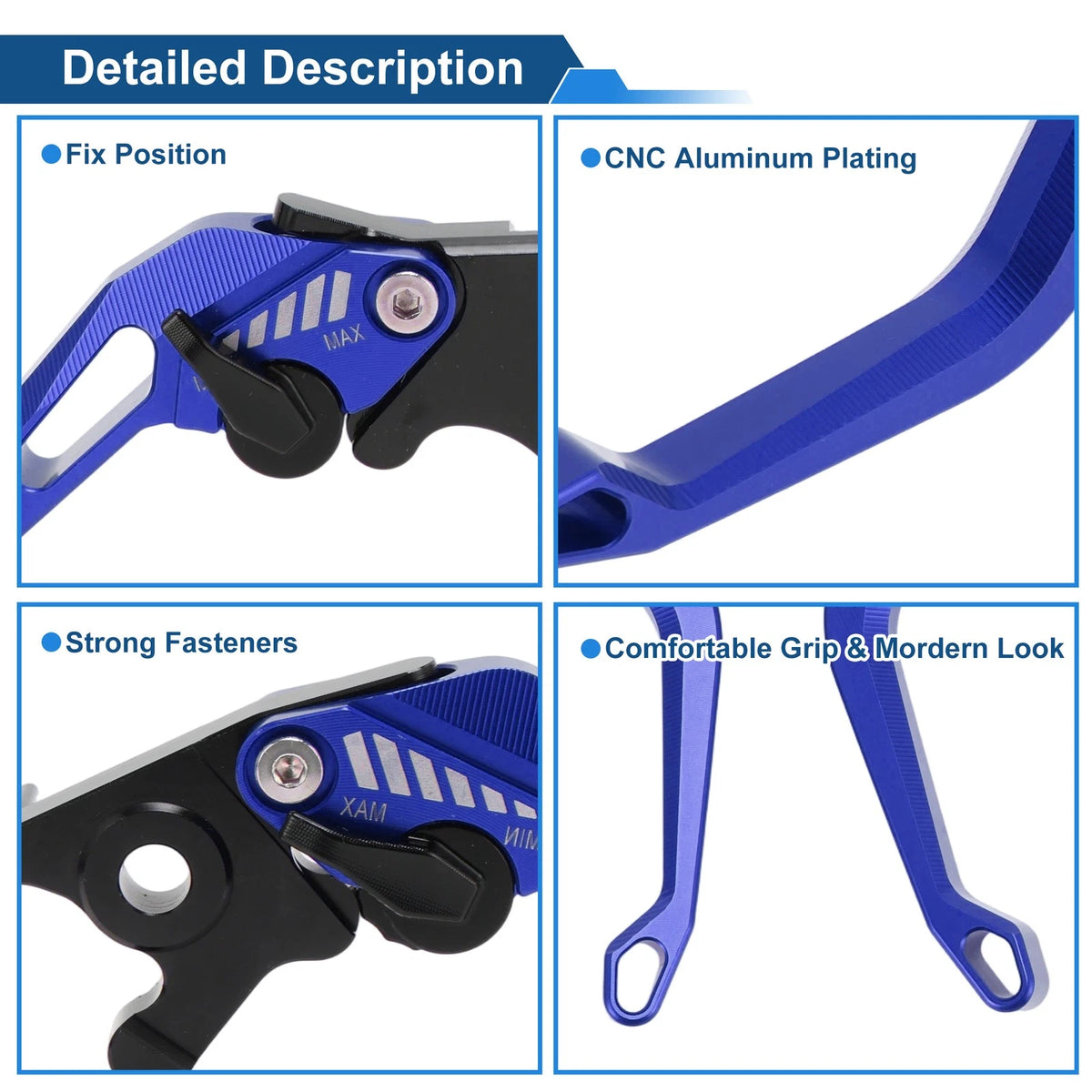 Short Brake Clutch Lever Set of 2 for Yamaha YZF-R125 (2014–2020) Solid Blue