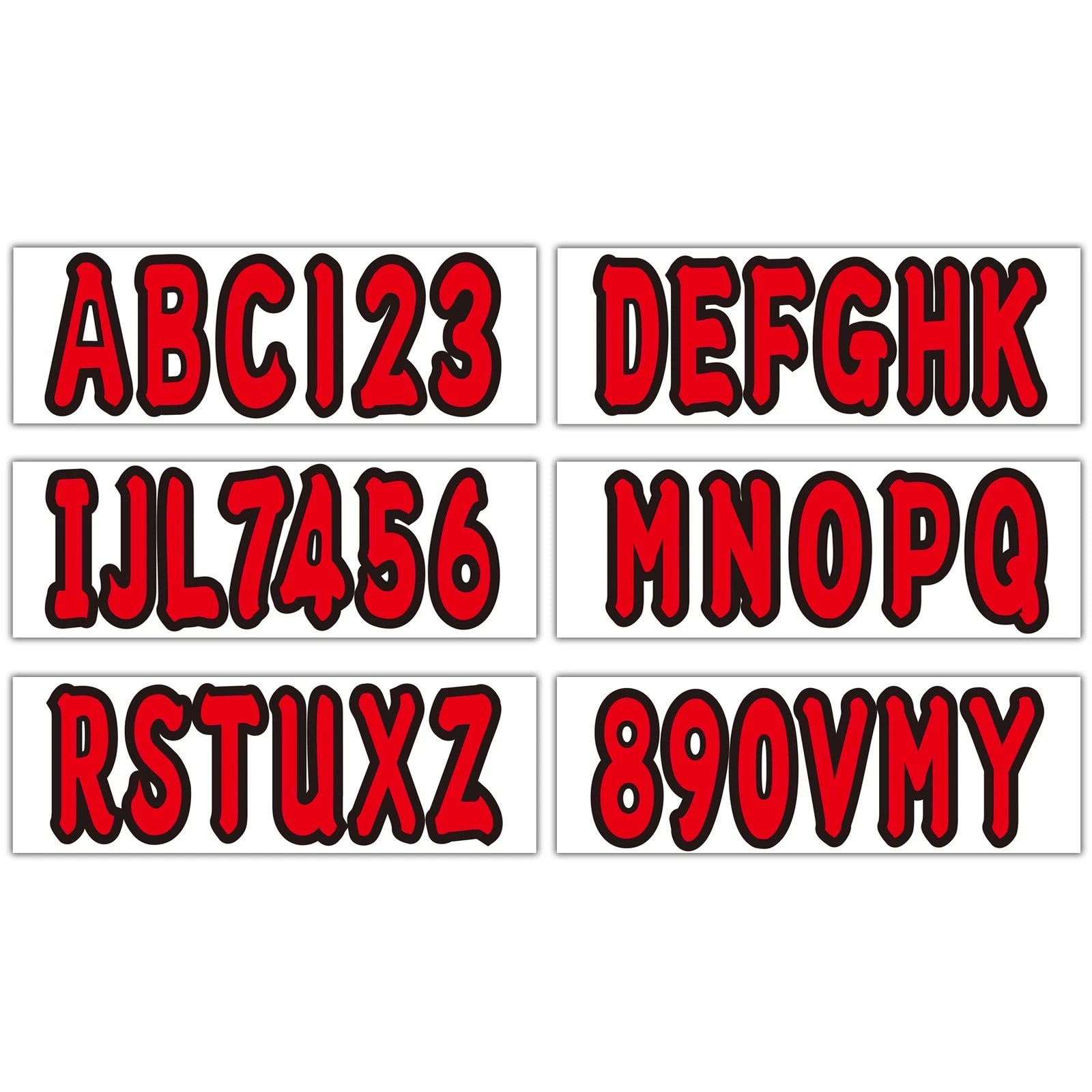 Set of 4 Custom Boat Registration Number Decal Stickers A-Z 0-9 Red 3"