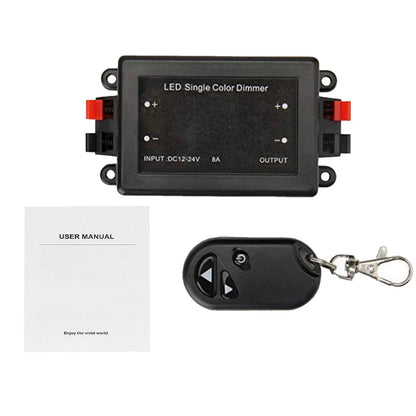 LED Light Dimmer 8A RF 433MHz Wireless Remote Controller DC 12V-24V