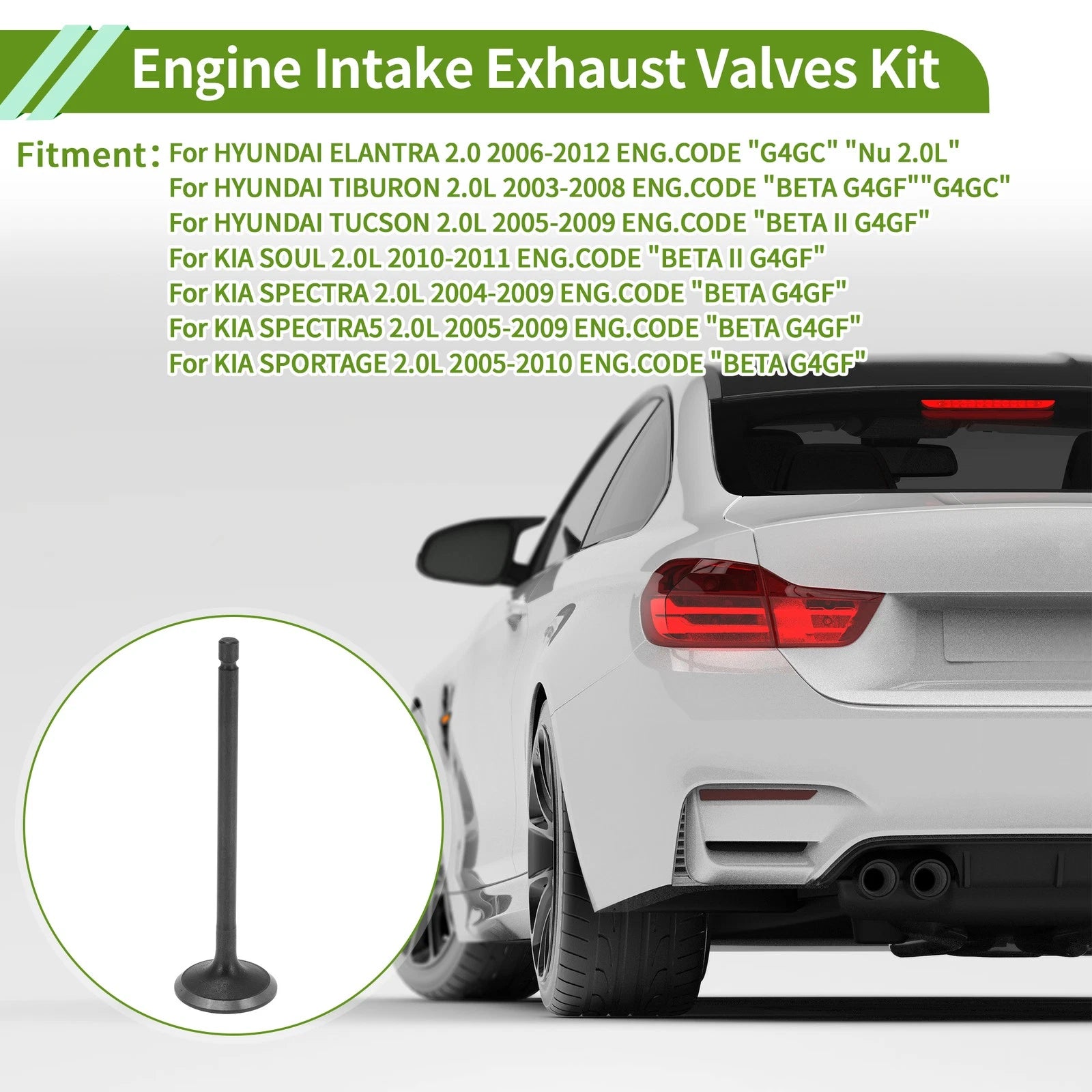 Engine Intake Exhaust Valves Kit Replacement for Hyundai Elantra 2.0 (2012–2018)