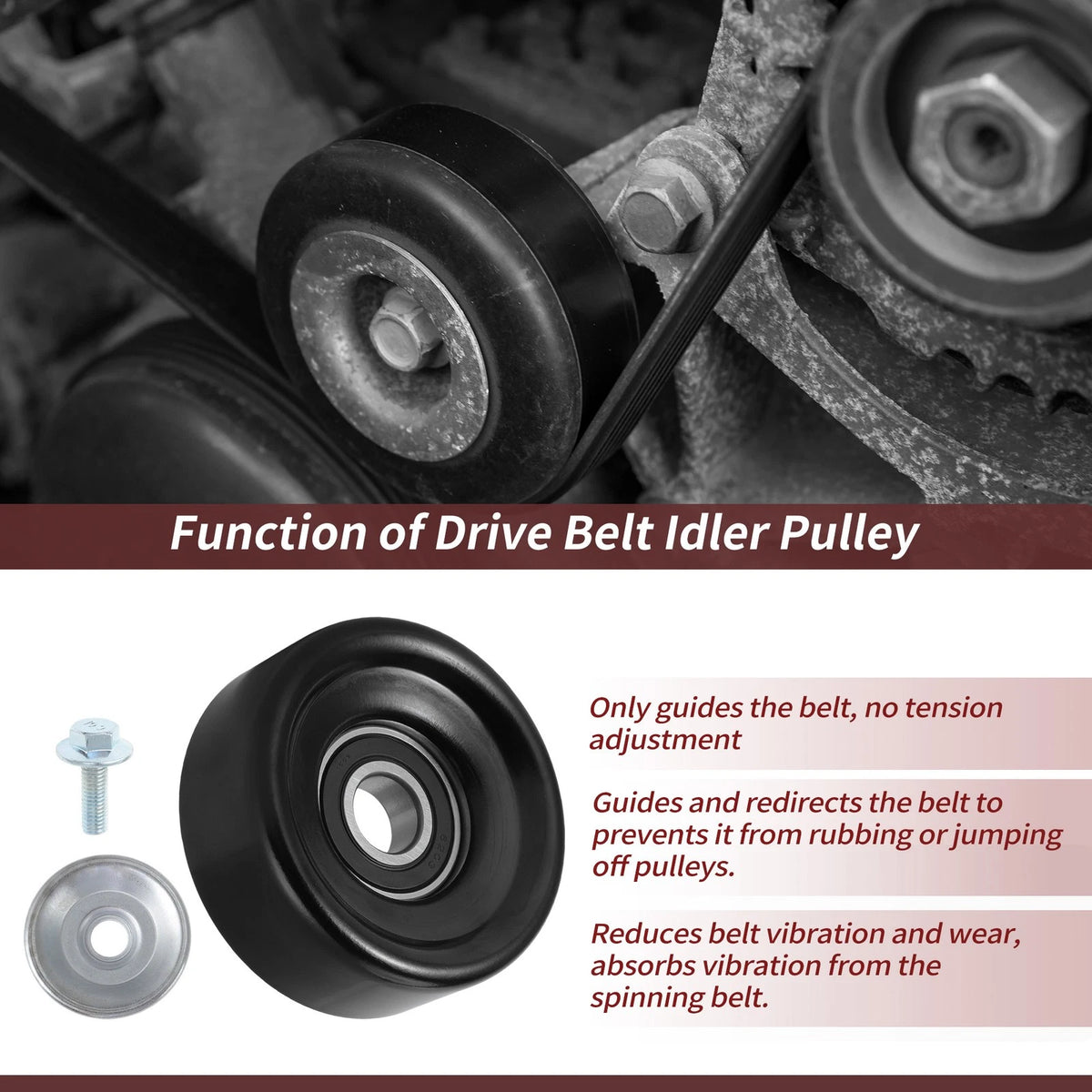 Accessory Drive Belt Idler Pulley Replacement for Subaru Forester Impreza (2009–2014)
